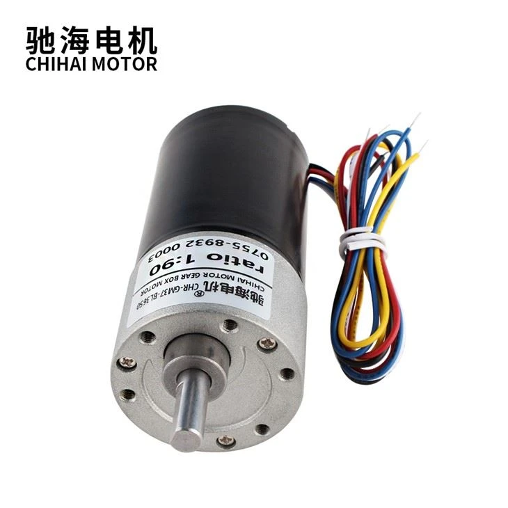DC12V 24V 37mm 1300rpm Giarbhosca Ciúin PWM Mótar Scuab Inchoigeartaithe